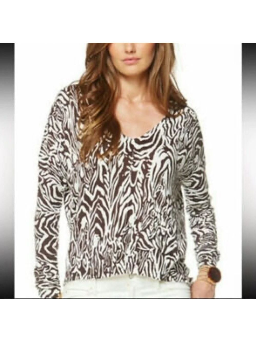 Lily Pulitzer neck cotton Zebra Print lightweight sweater size small